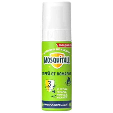спрей MOSQUITALL Универсальная защита от комаров 100мл пластины mosquitall универсальная защита от комаров 10 шт