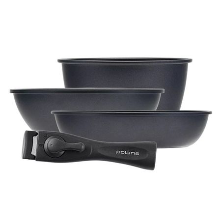 набор посуды POLARIS EasyKeep-4DG 4пр. сковороды 24,26см ковш 18см съемная ручка кован.алюм. индукци фен polaris phd 3005ddi
