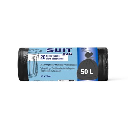 Пакет для мусора Suit bag 50л с завязкой 20шт чистотела трава фильтр пакет 1 5г 20шт